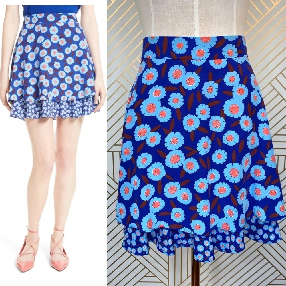 Kate Spade Tangier Floral Double Layer Silk Skirt‎